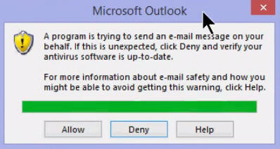 disable outlook security warning