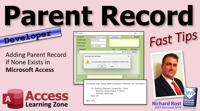 Creating a Parent Record in Microsoft Access