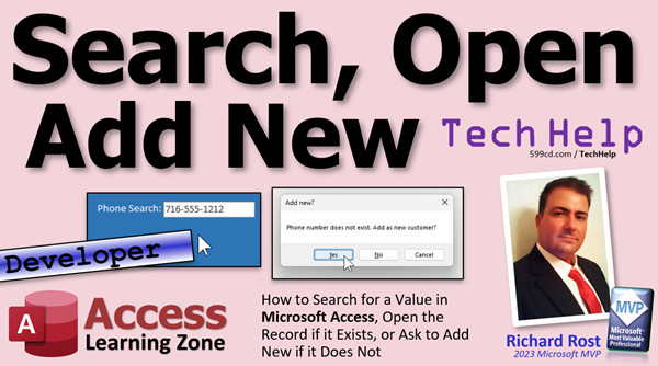 Search, Open, Add New in Microsoft Access