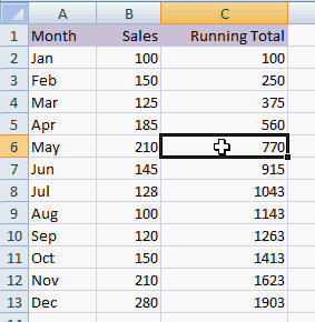 Excel Running Total